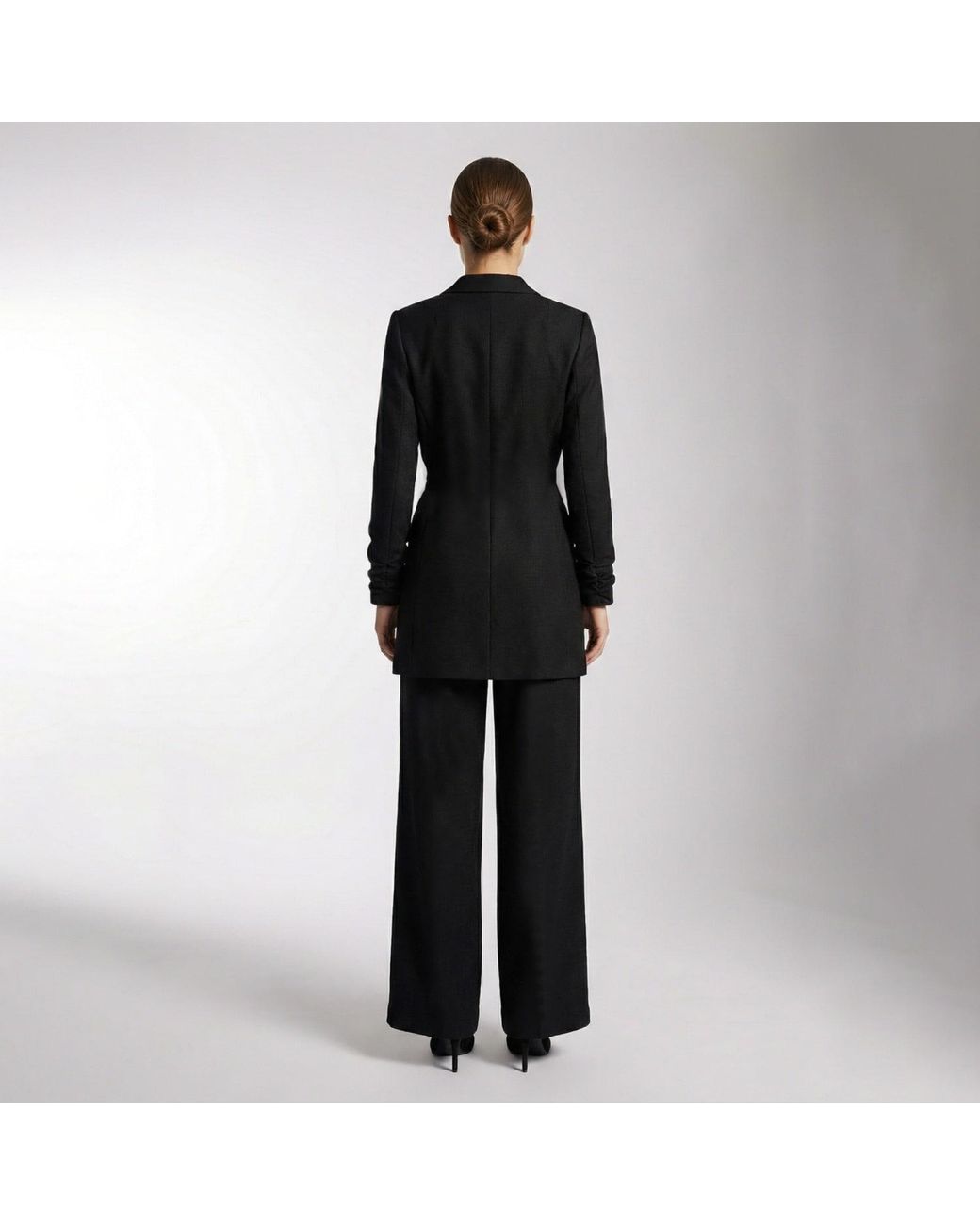 AVENUE No.29 Black Wool Wide Leg Trousers