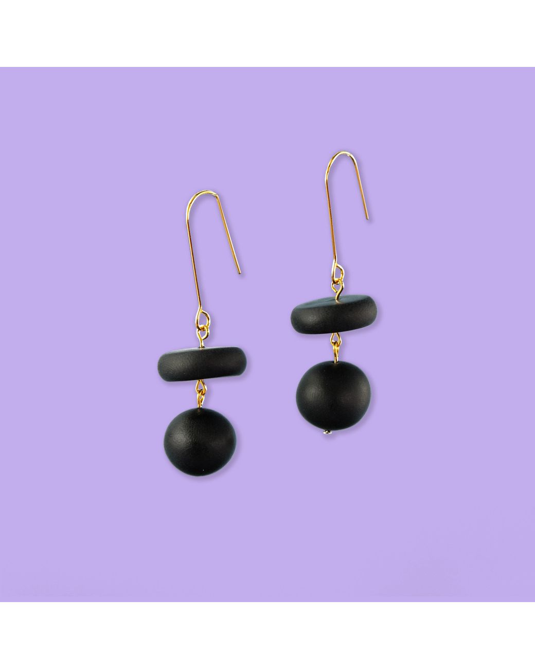 By Chavelli Black Bead Dangle Earrings
