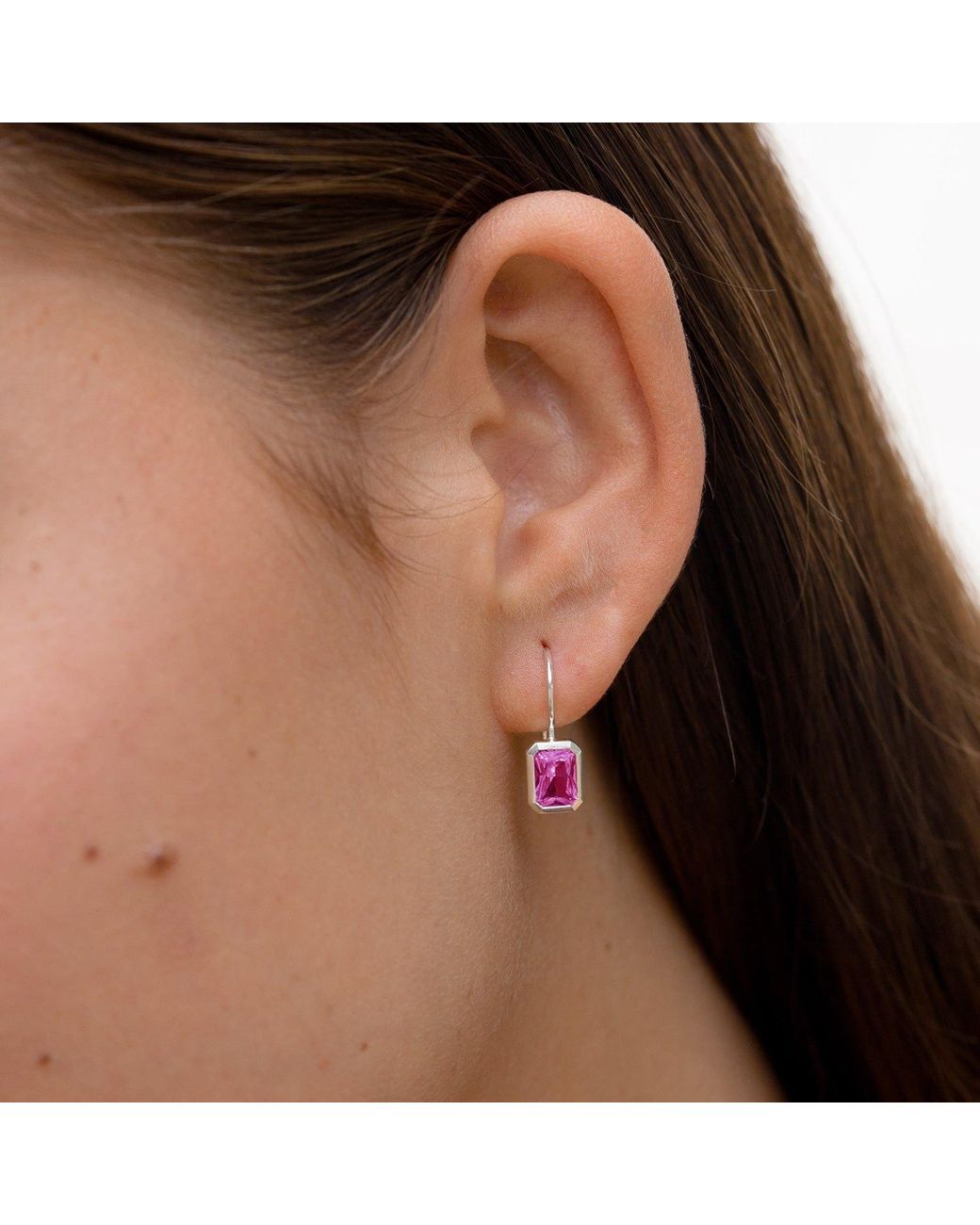Dower & Hall Pink Octagon Quartz Earrings