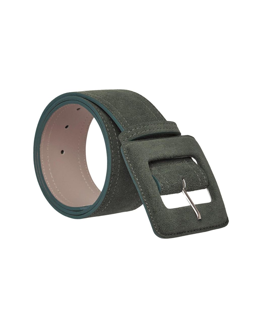 BeltBe Green Suede Square Buckle Belt