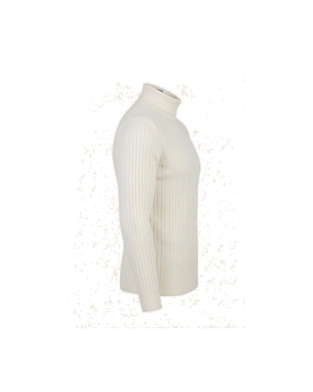 Ron Tomson White Roll Neck Ribbed Sweater for men