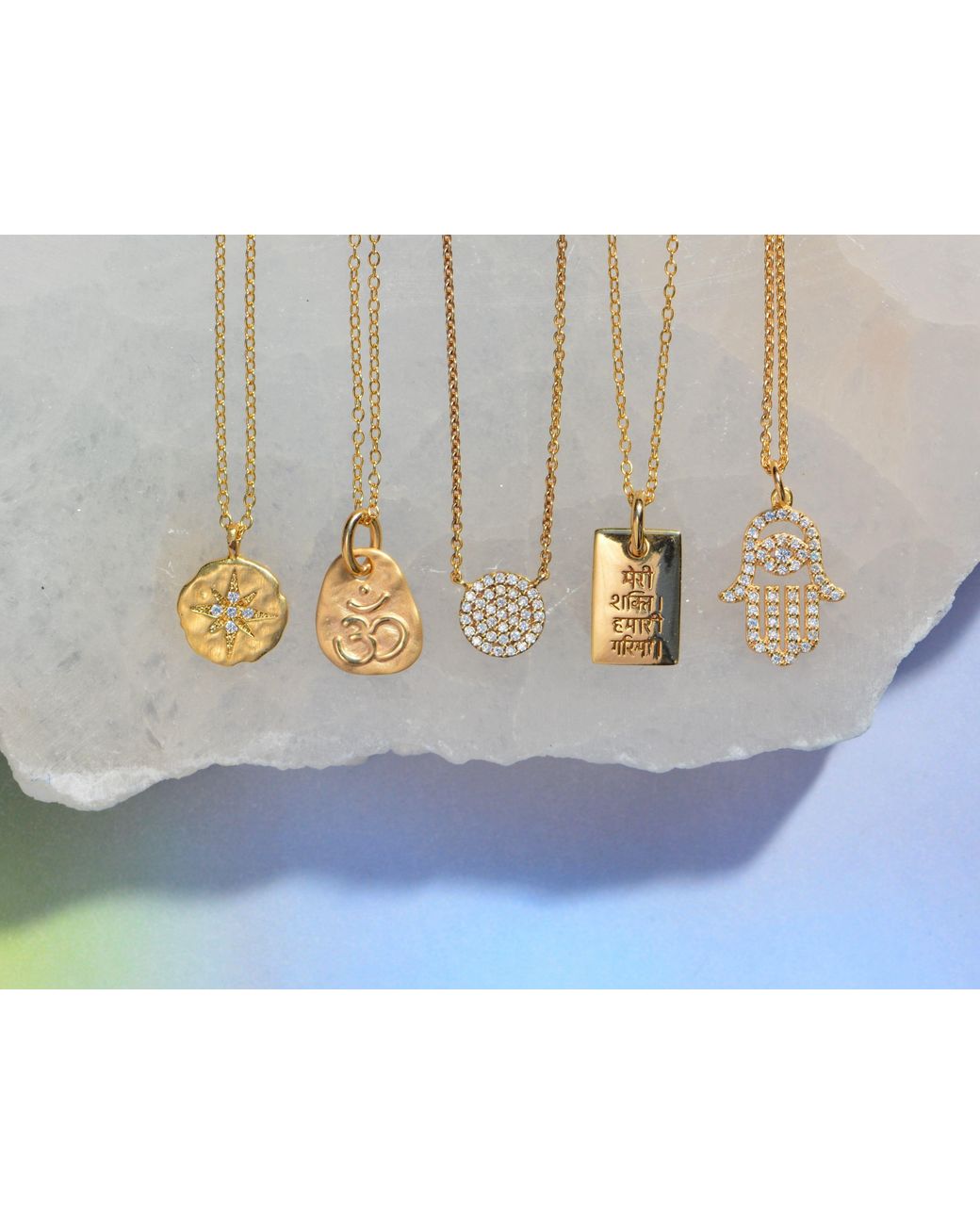KAMARIA Metallic Pave Disk Necklace