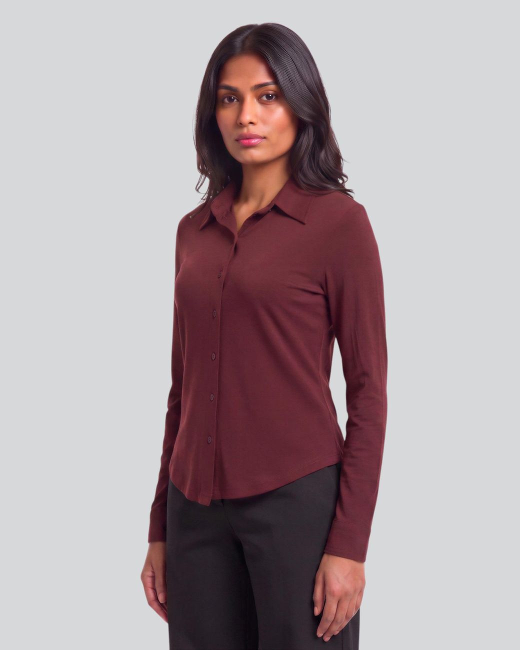 Lords of Harlech Purple Scarlet Port Merino Jersey Long-Sleeve Shirt