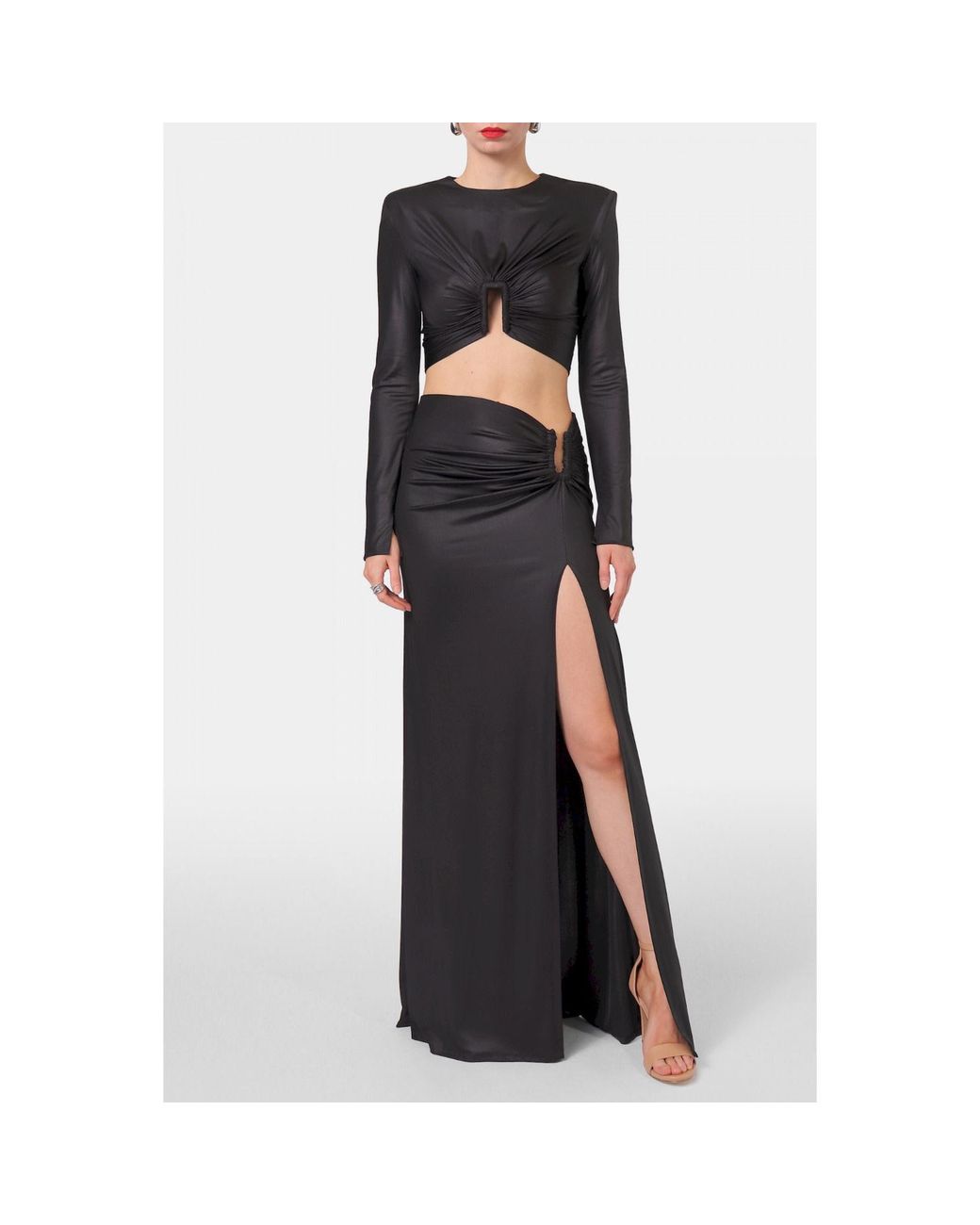 AGGI by HALEWSKI Black Meg Pearl Crop Top