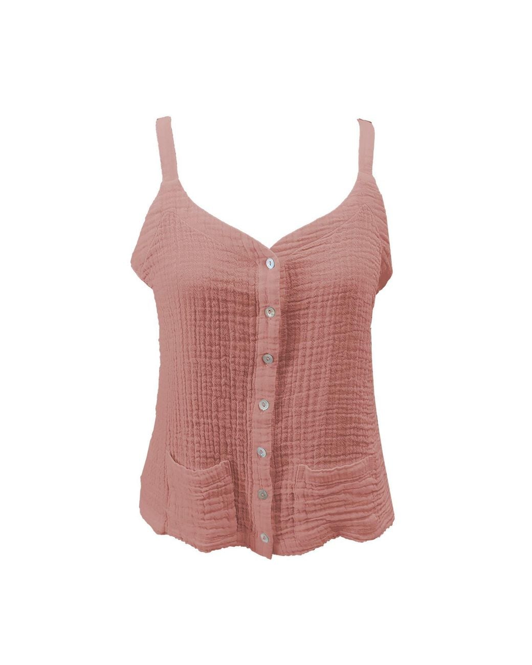 Haris Cotton Pink Textured Cotton Top With Button Front Blush
