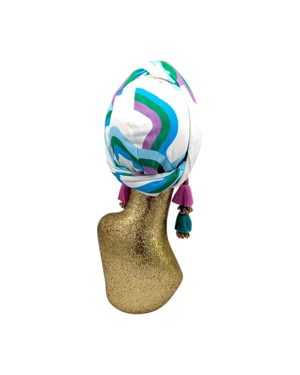 Julia Clancey Blue Azure Link Grande Organic Didi Dorado Reversible Turban
