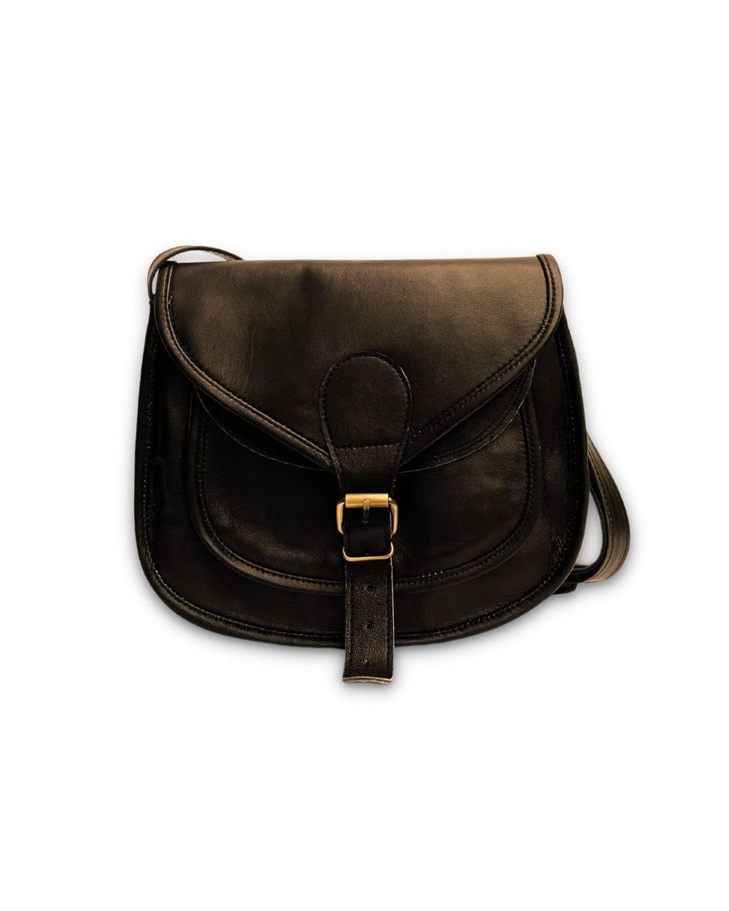 VIDA VIDA Black Leather Saddle Bag Medium