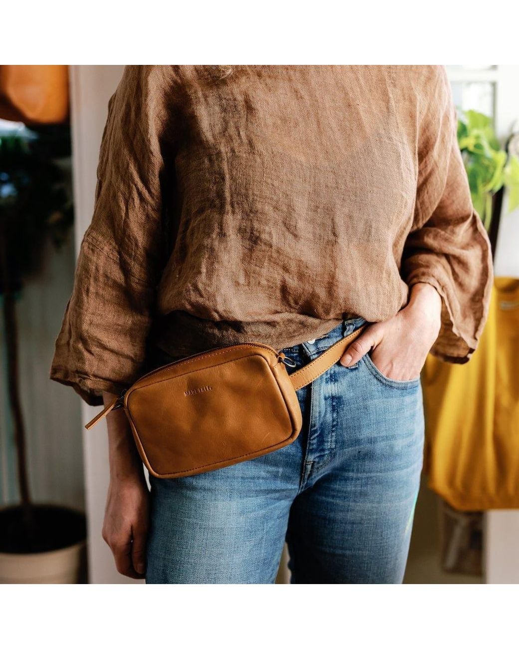 Made Free Brown Neutrals Convertible Camel Belt Bag