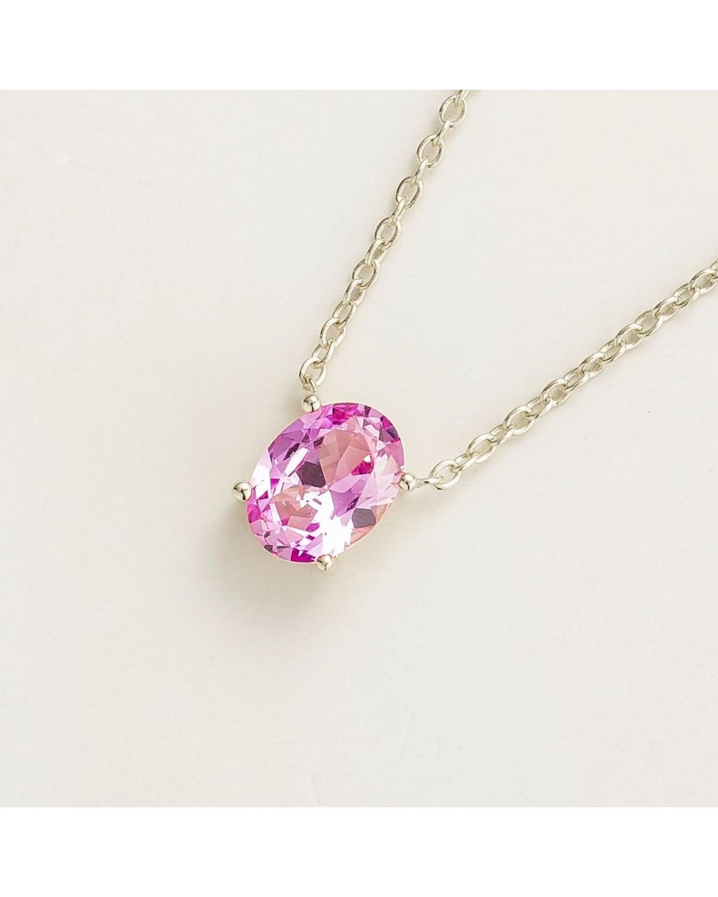 Juvetti Pink Ovo Necklace Set With Sapphire