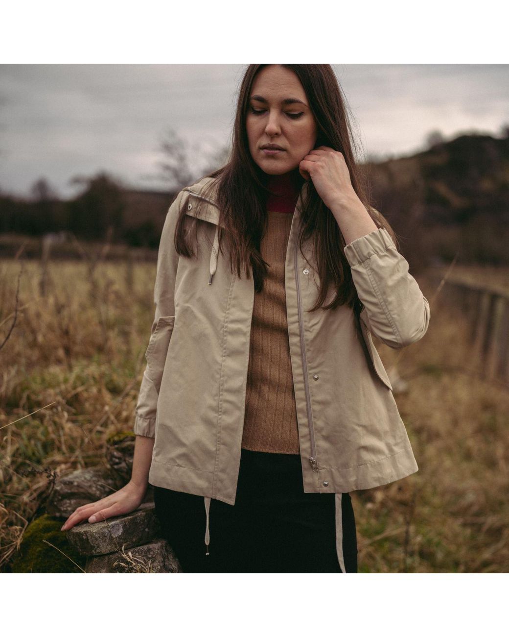 BEIRA Green Neutrals Luisa Water-Repellent A-Line Jacket