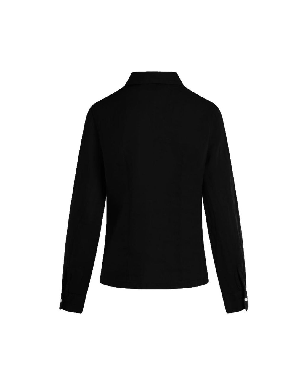 Haris Cotton Black Linen Long Sleeved Shirt With Darts