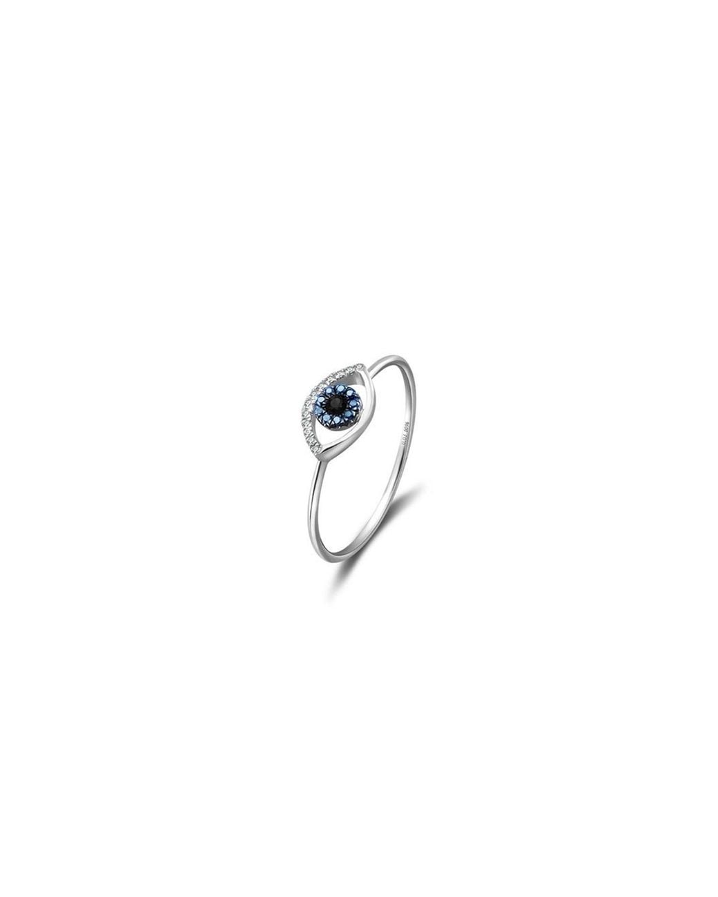 Genevieve Collection White 18K Evil Eye Sapphire Diamond Ring