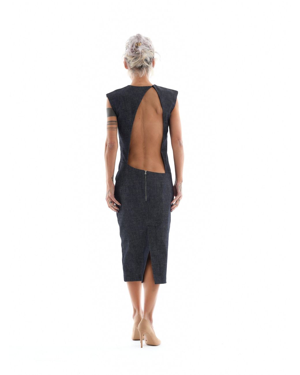 Clothes by Locker Room Black Denim Cutout Midi Dress