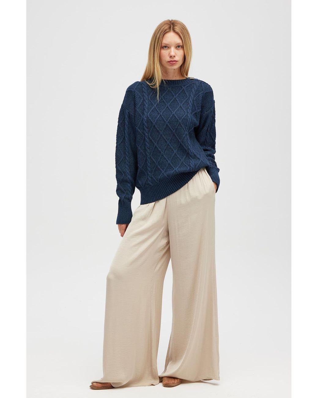 Peraluna Blue Daphne Cable Knit Jumper