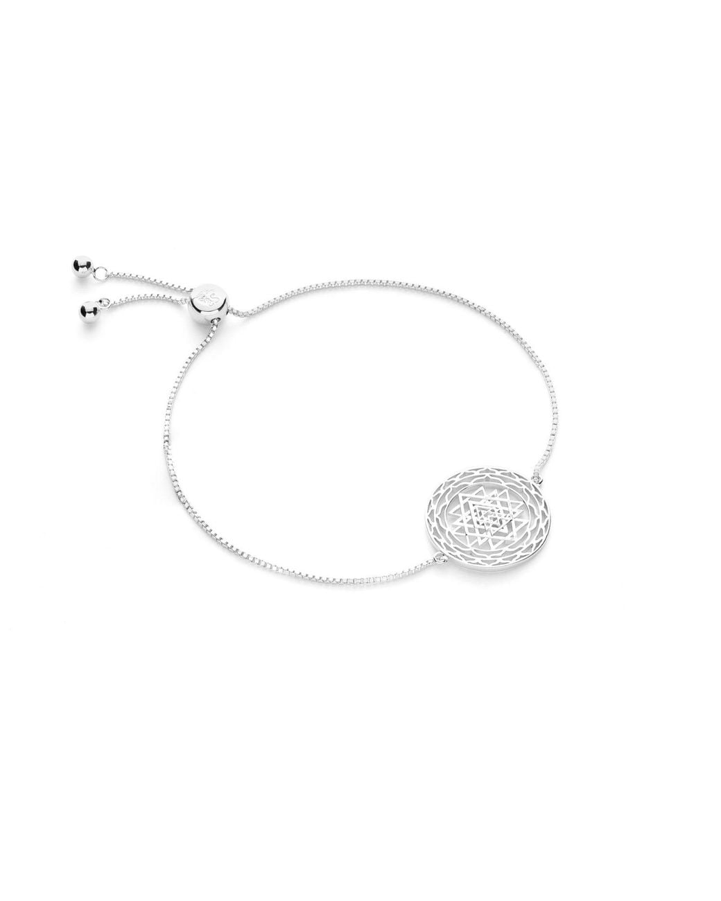 Seven Saints White Sri Yantra Supreme Manifestor Bracelet, Rhodium
