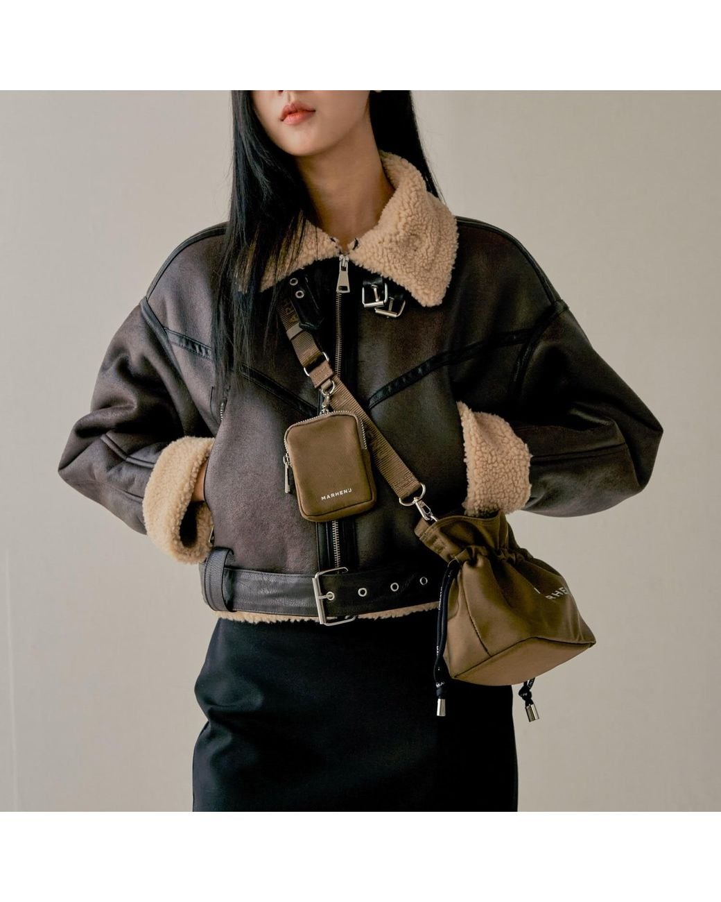 MARHEN.J Black Neutrals Recycled Nylon Bucket Bag