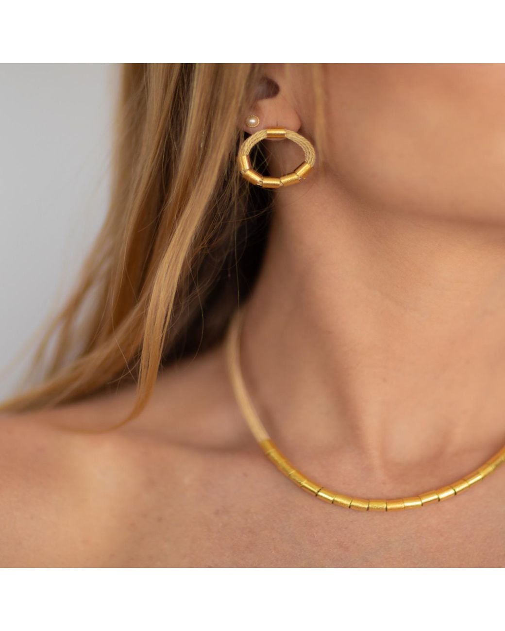 Nart Nature Making Art Metallic The Rings Buriti Natural Fiber Necklace
