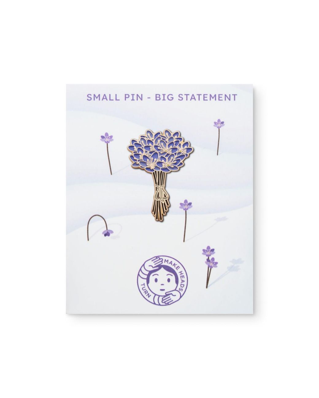 Make Heads Turn Blue Enamel Pin Hepatica Bouquet