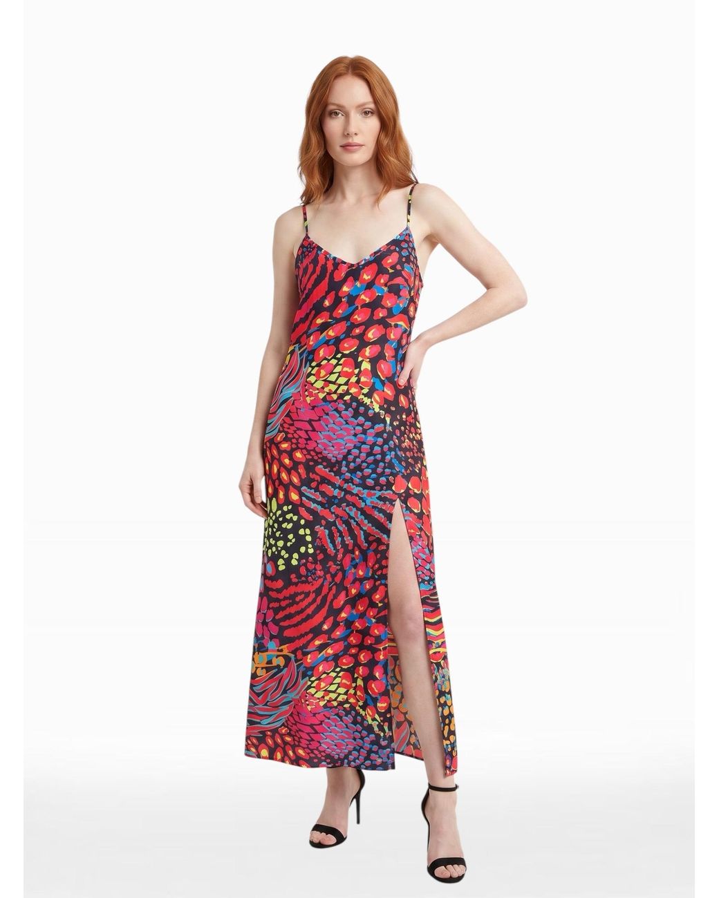 Any Old Iron Red Neon Animal Long Dress