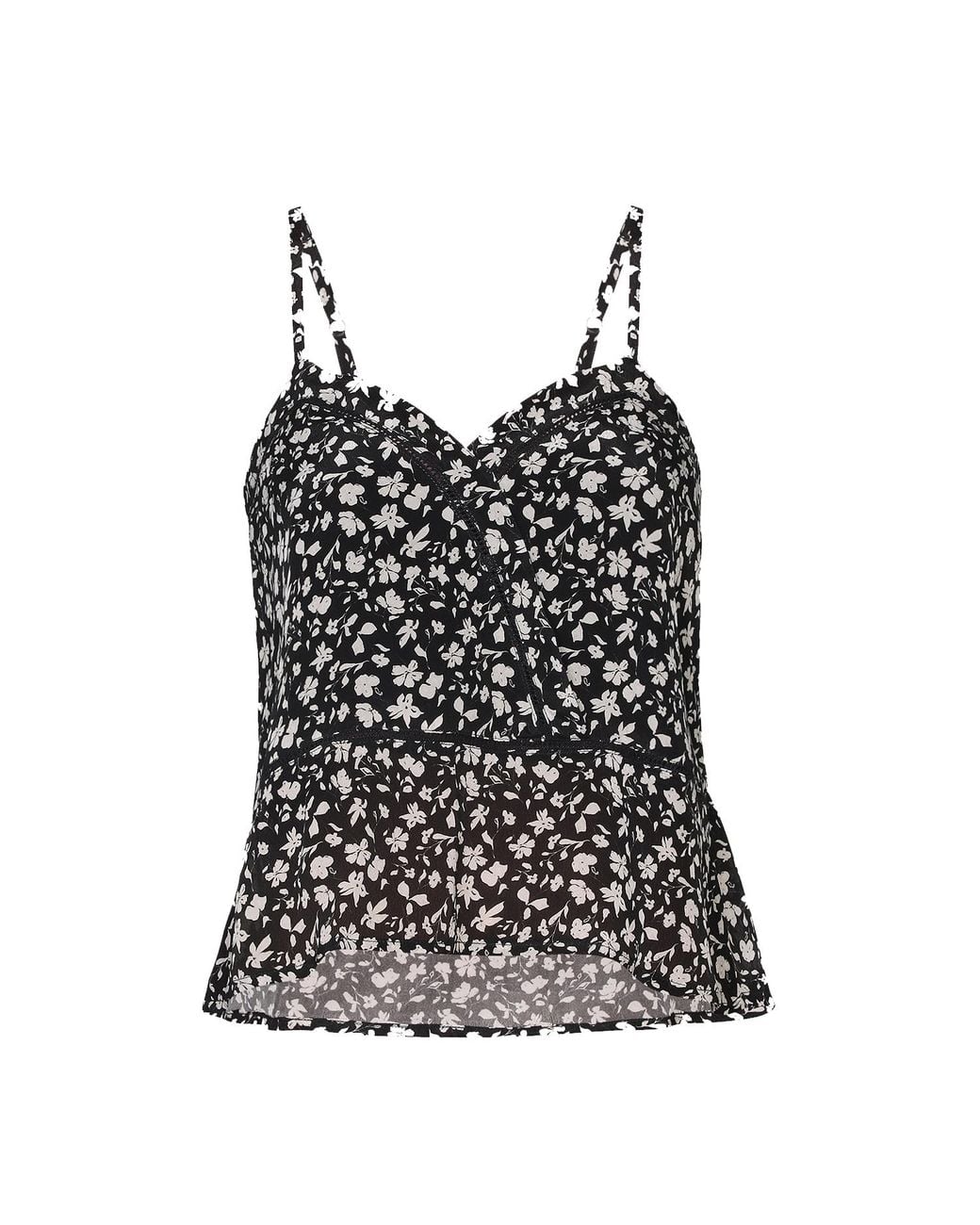 REISTOR Black V-Neck Medley Camisole With Lace