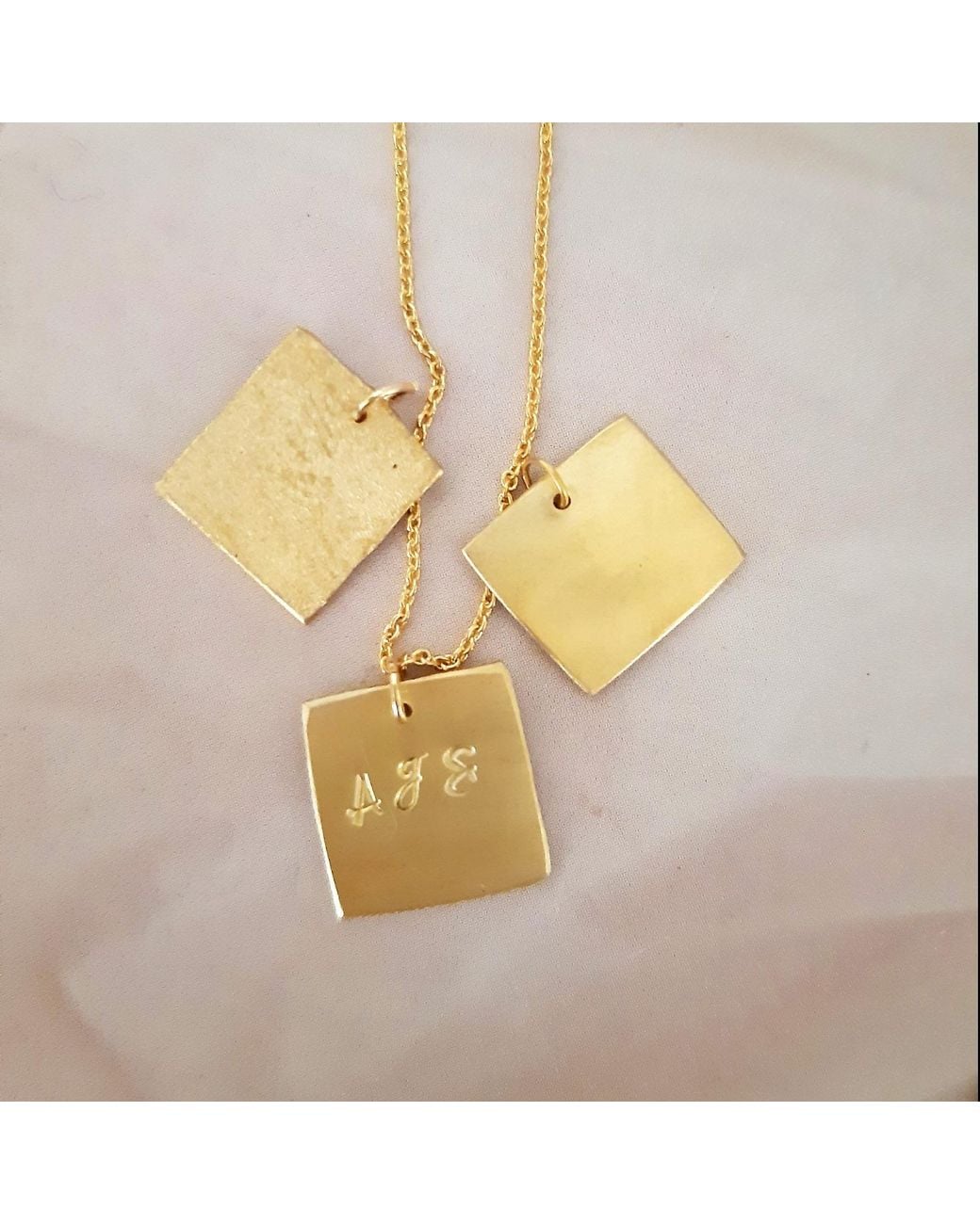 Lily Flo Jewellery Metallic Solid Square Necklace With Initial