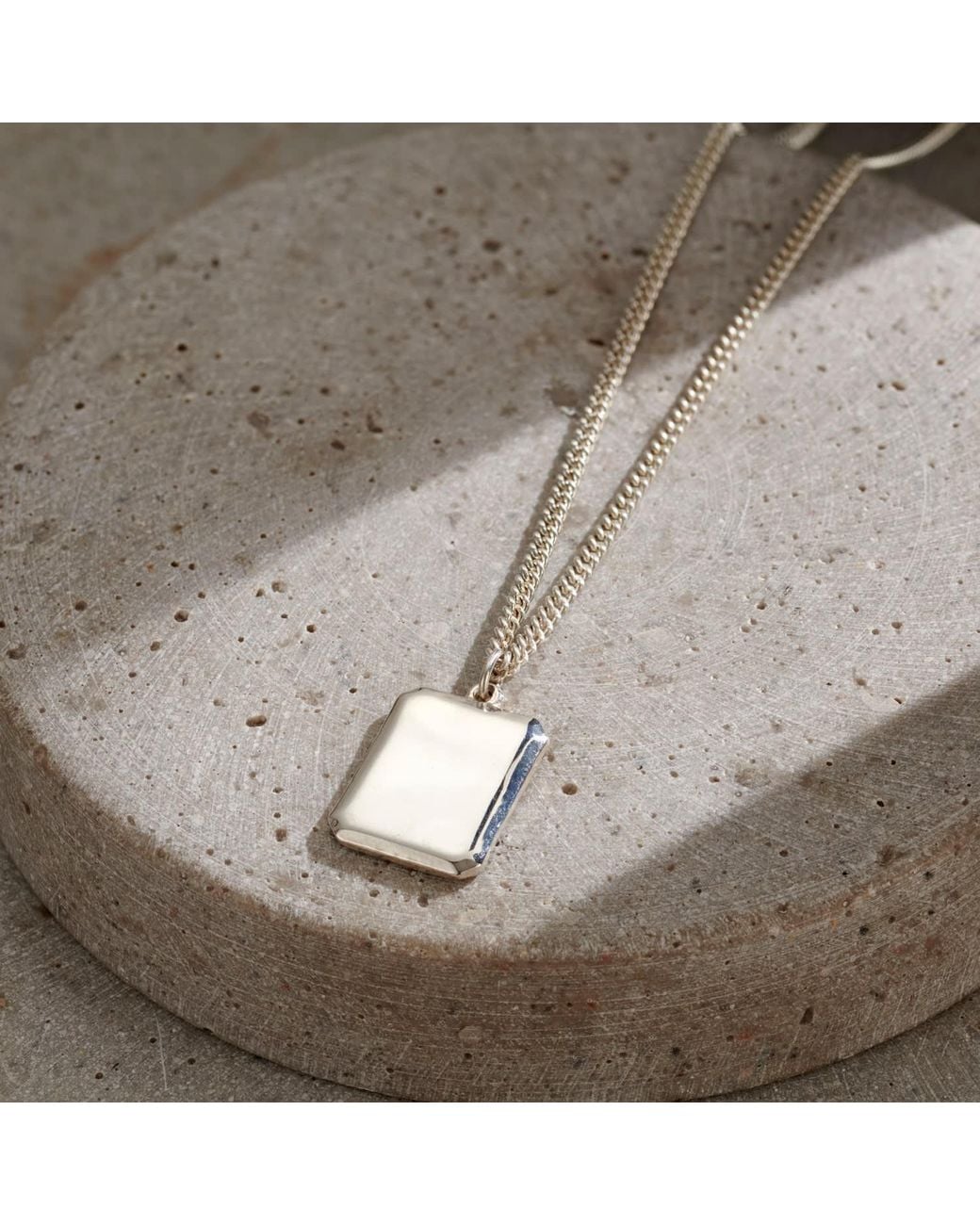 Posh Totty Designs Metallic Sterling Bevelled Tag Necklace for men