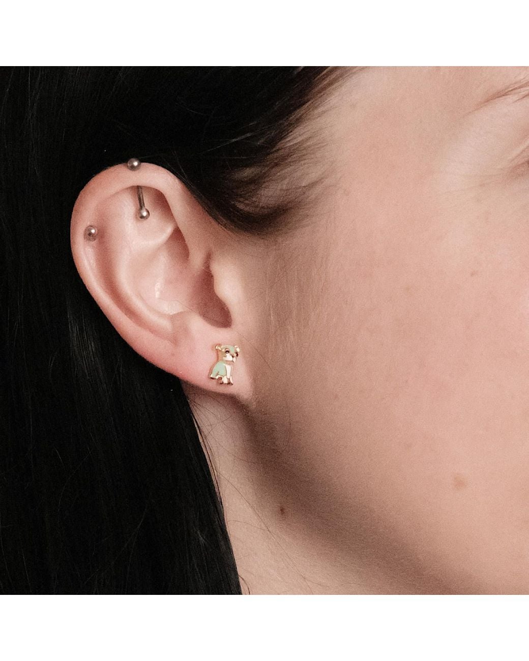 Cloud Haven Metallic Bulldog Stud Earrings