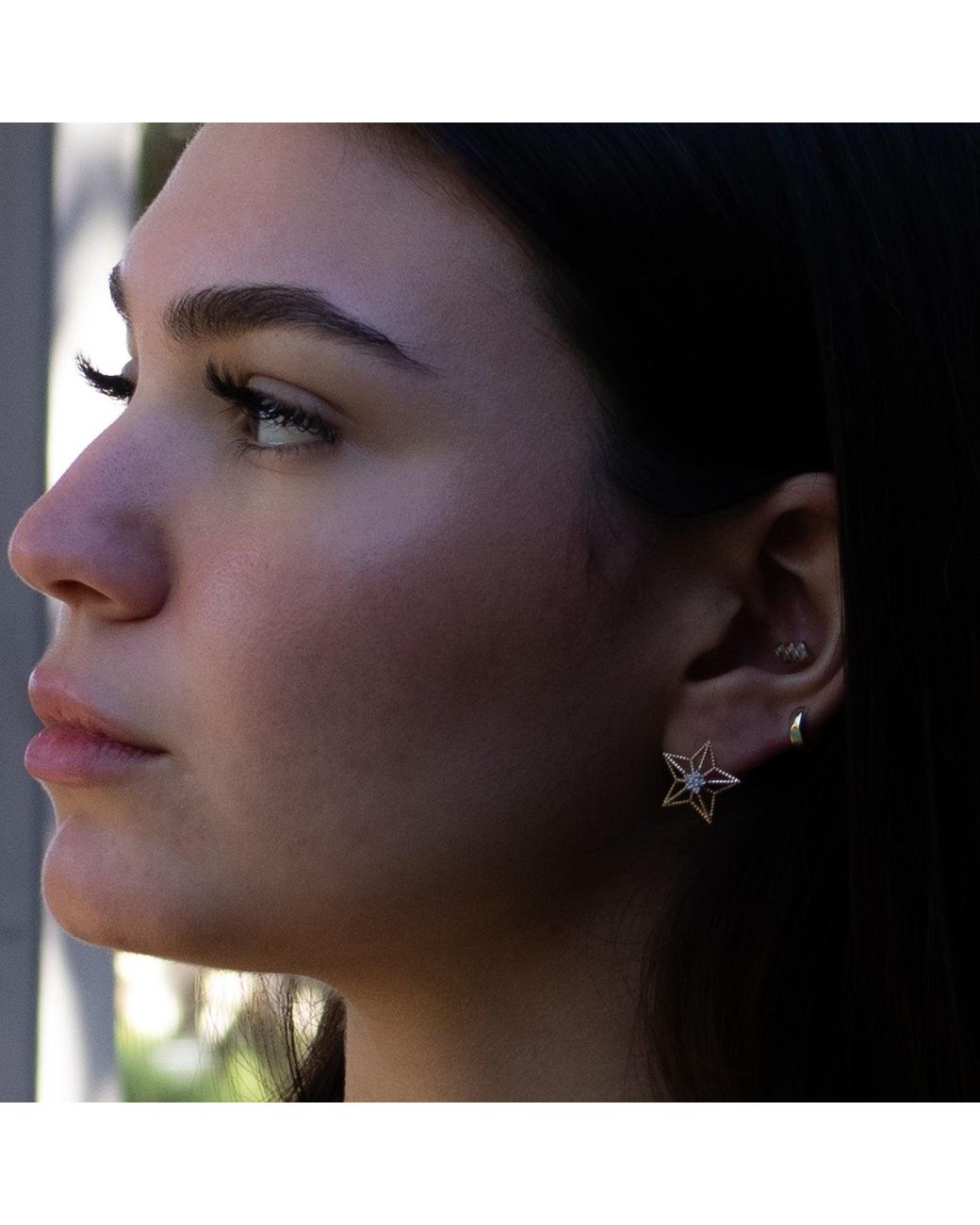 Ebru Jewelry Metallic Spiritual Guiding Star Diamond Stud Earrings