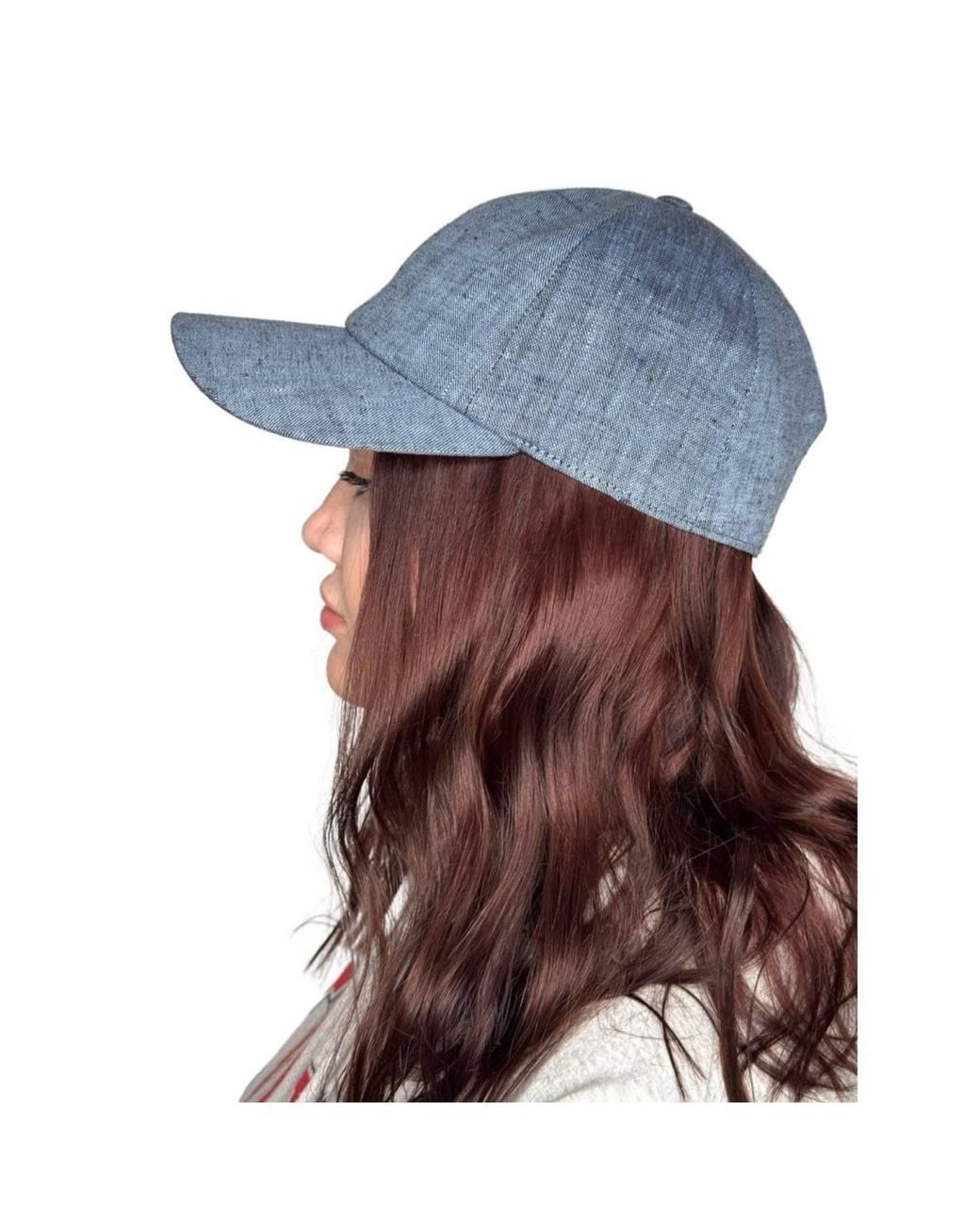 Cachemio Blue Chambray Denim Look Linen Baseball Cap