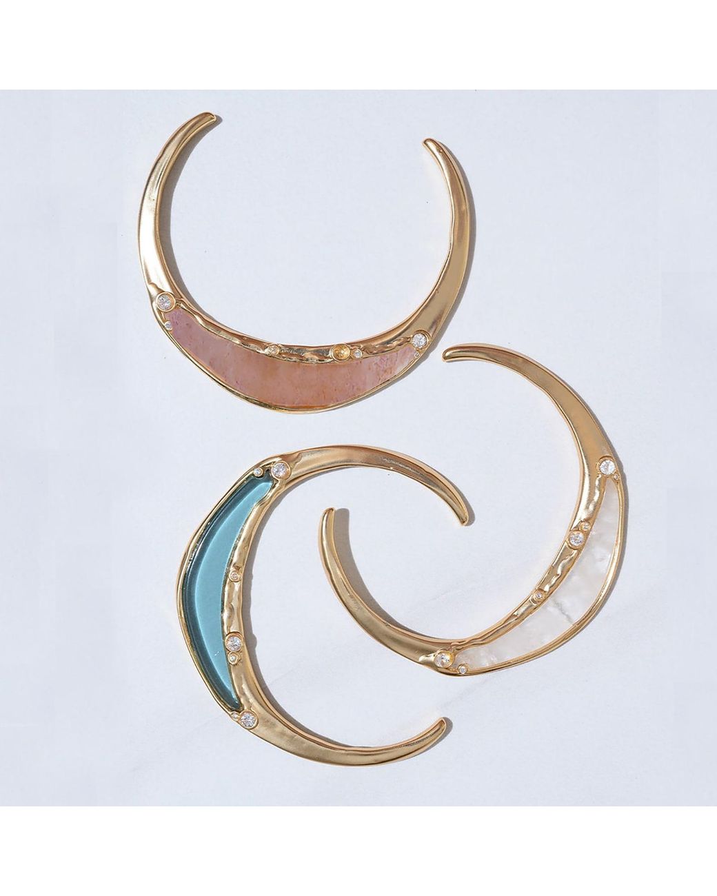 Rare Matters Jewelry Blue Gemstone Inlay Statement Bangle Cuff