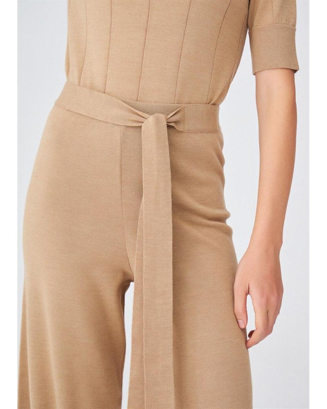 Peraluna Brown Bell Bottom Knit Trousers