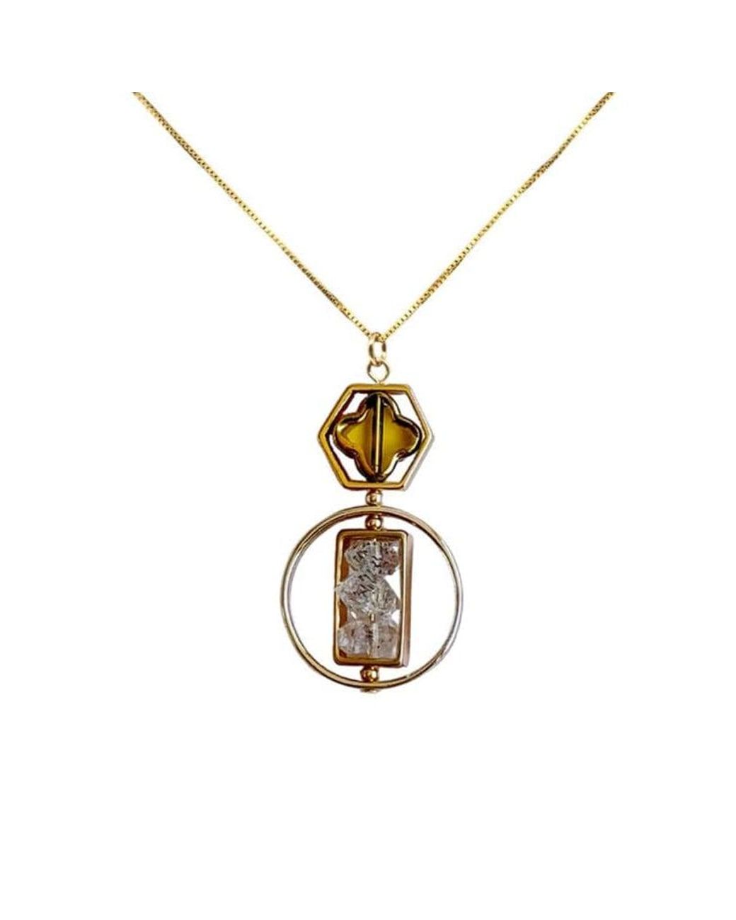 Aracheli Studio Metallic Art X Herkimer Crystals Necklace
