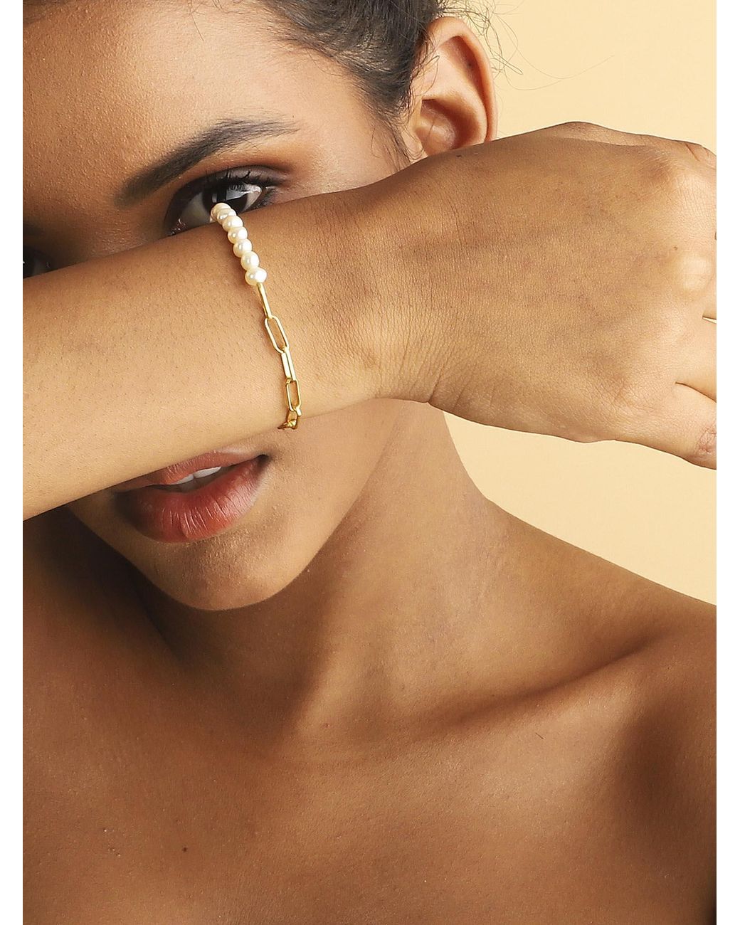 Lila Rasa Metallic Pearl & Link Chain Bracelet