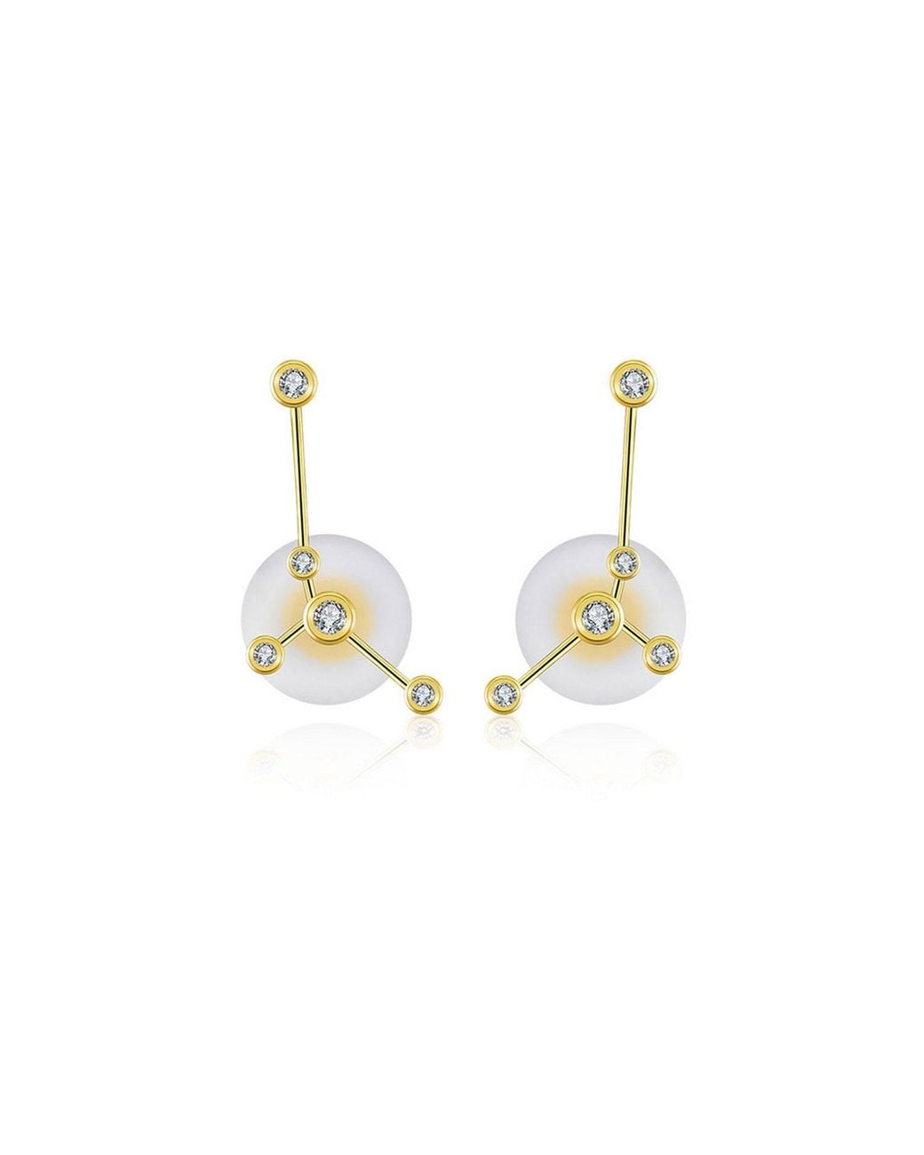 Genevieve Collection Metallic Cancer Zodiac Constellation Earring 18K & Diamond