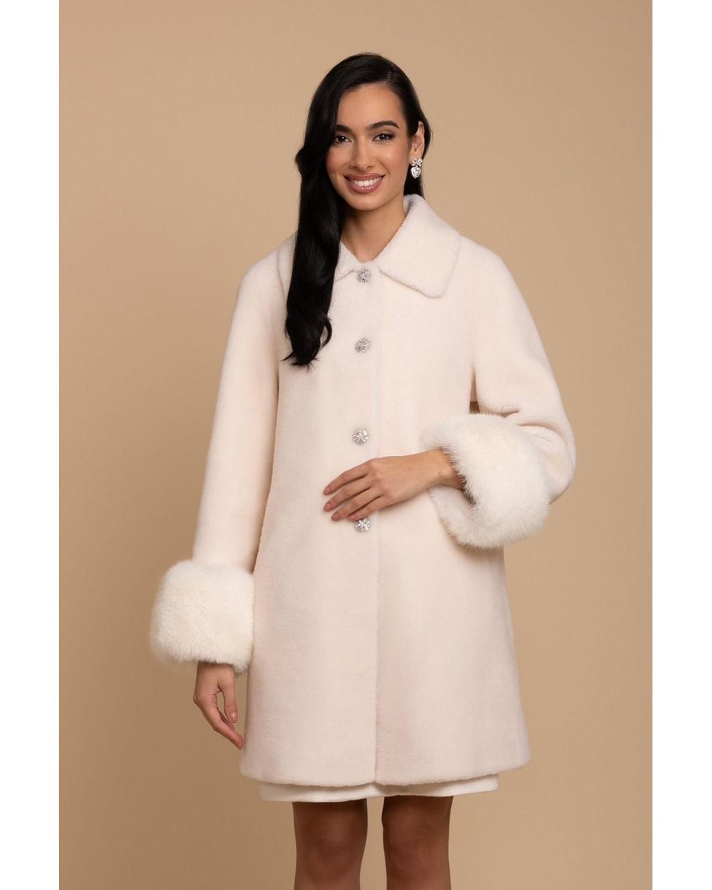 Santinni Natural Fairytale Wool Faux Fur Teddy Coat