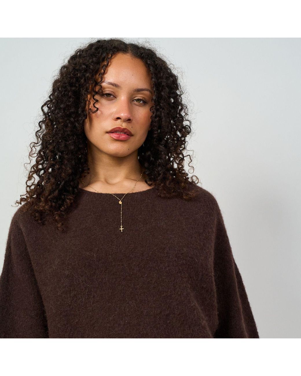 Luella Fashion Brown Bettina Short Alpaca Jumper Chocolate