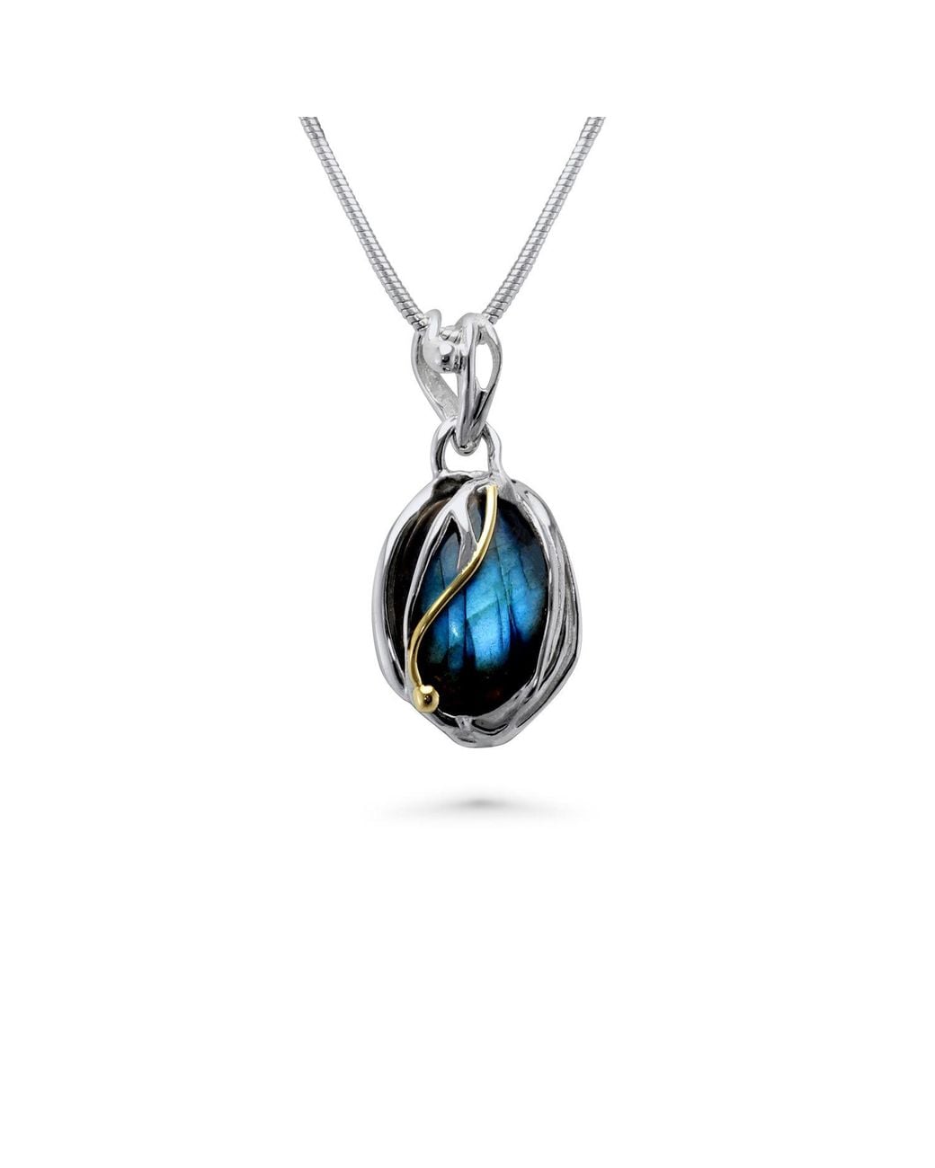 Isla Silver Blue Handmade Unique Iridescent Labradorite Pendant