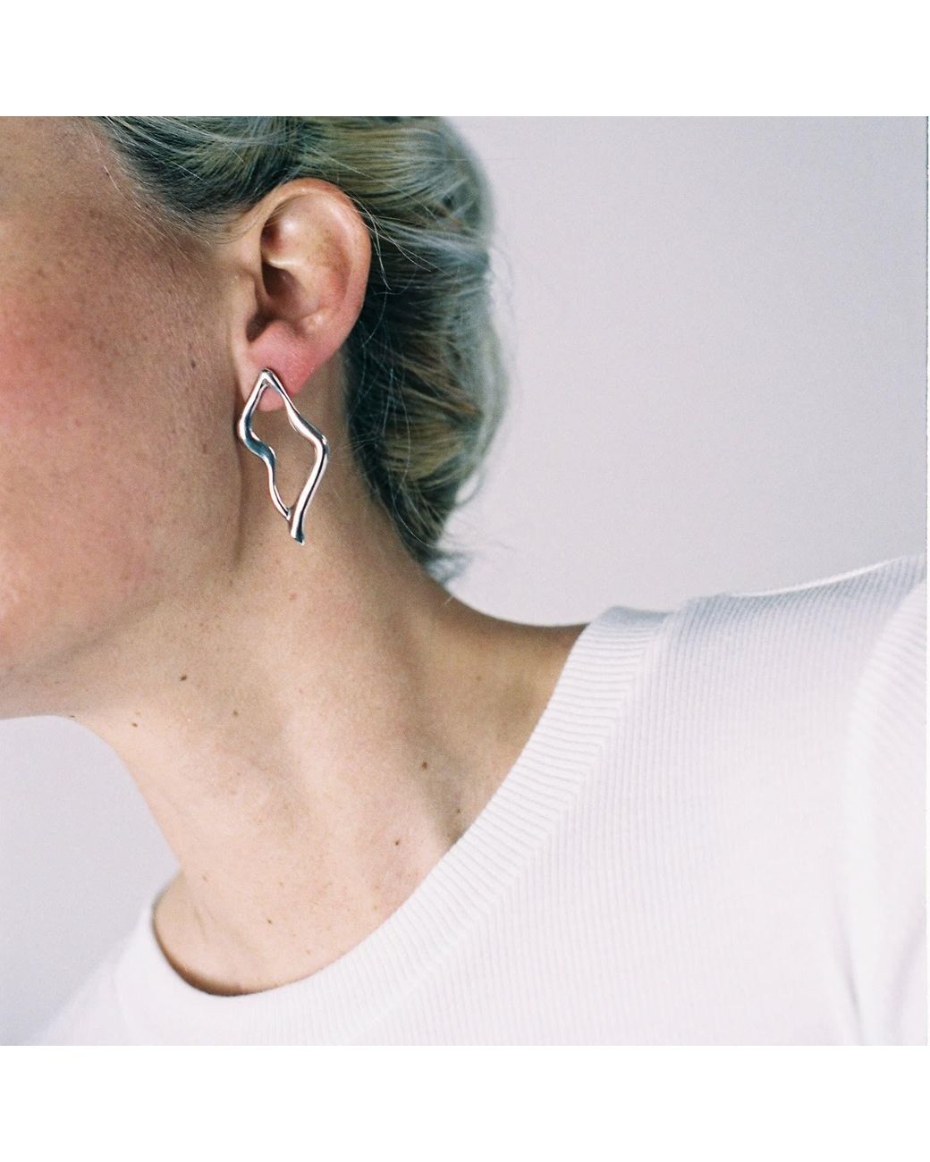 Daria Pacelli Jewelry Black Polaire Asymmetrical Sterling Statement Earrings