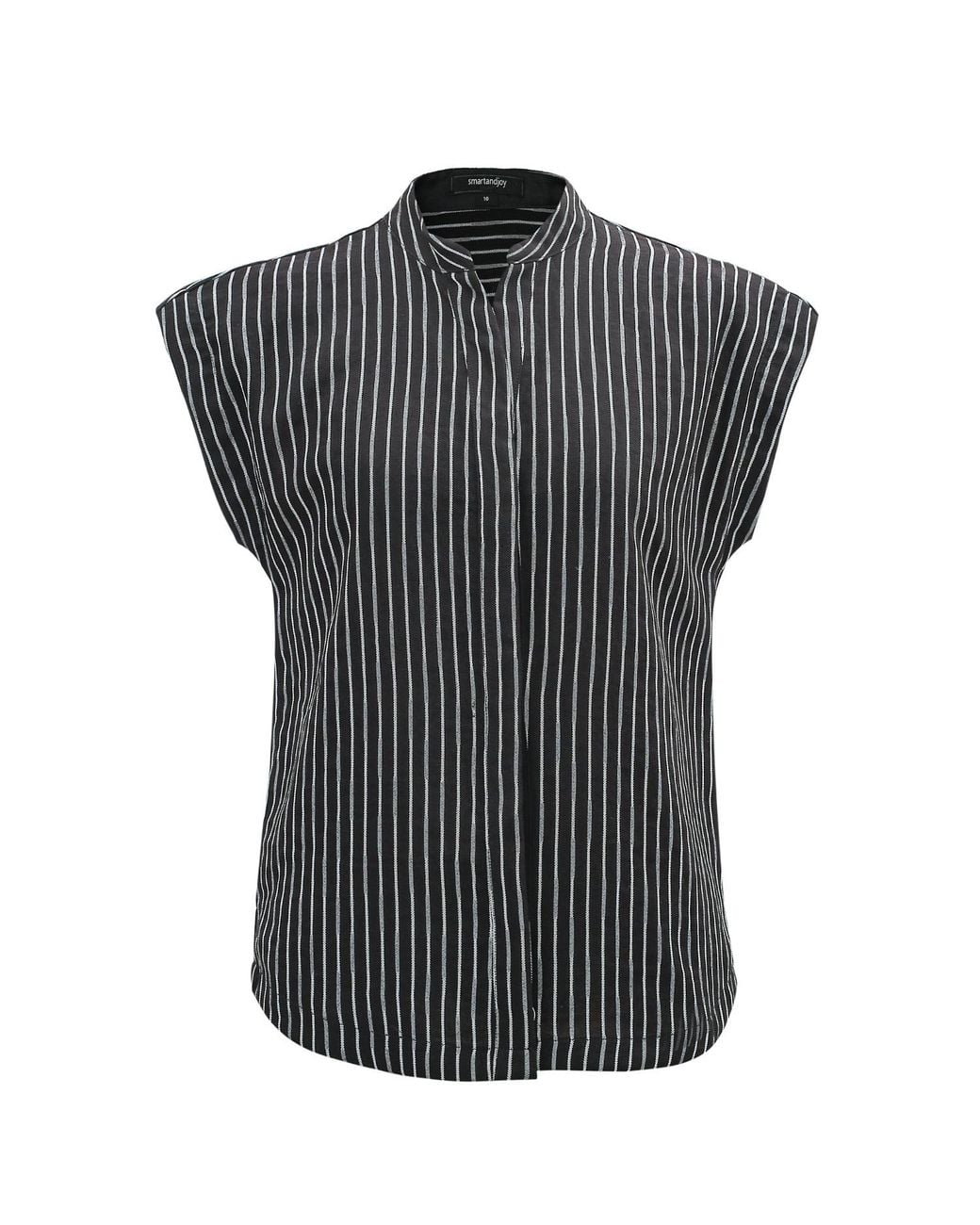 Smart and Joy Black Bi-Material Striped Shirt