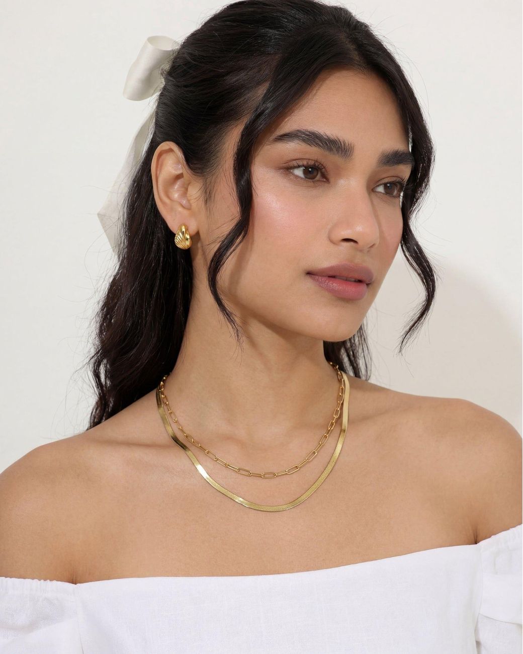 Elk & Bloom White Double Chain Set