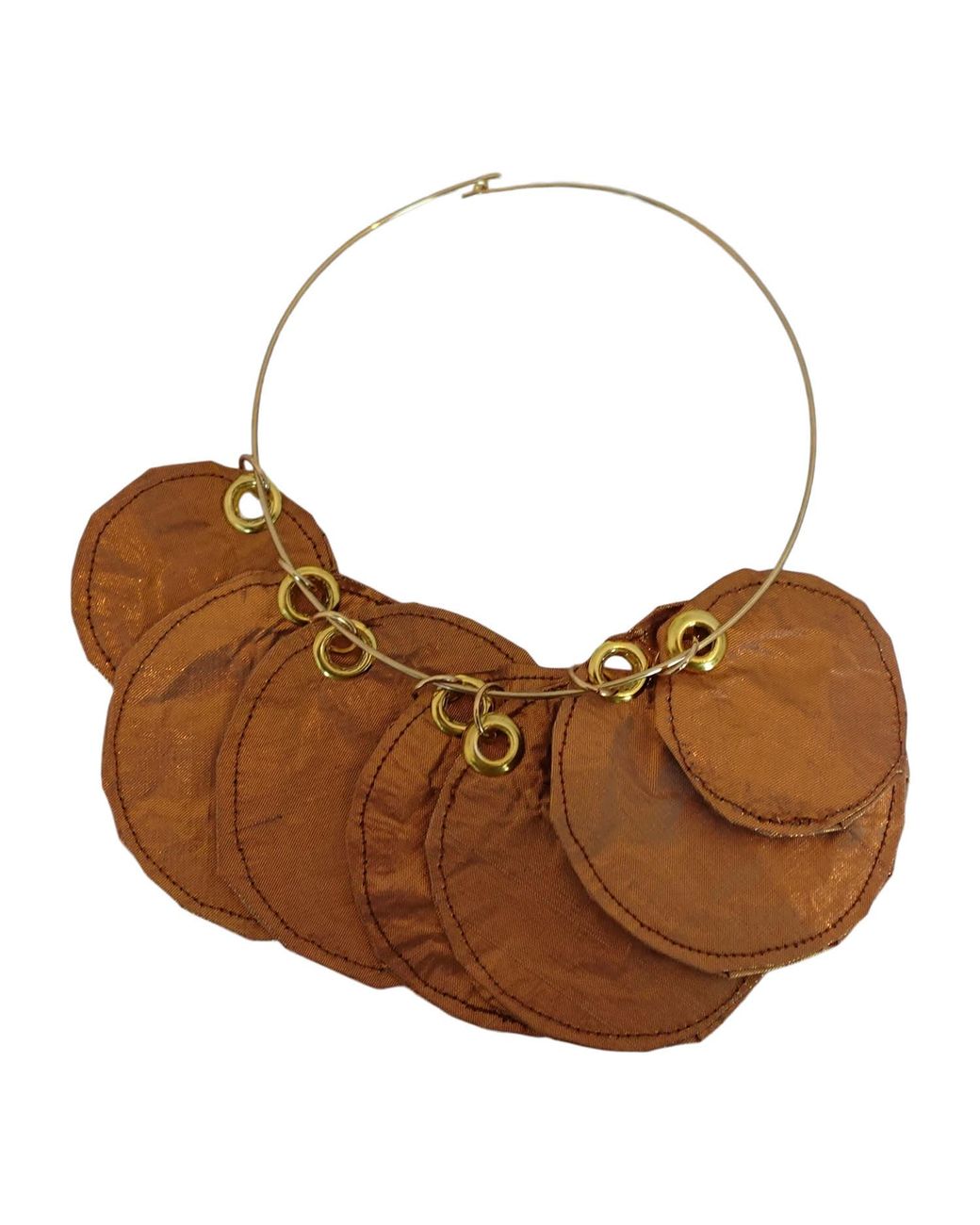 Romer Millinery Brown Metallic Silk Disc "Coin" Choker Copper