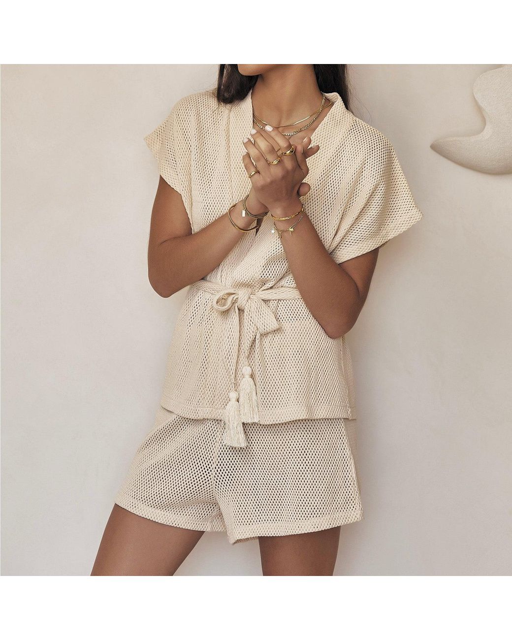 ARMS OF EVE White Neutrals Sardinia Wrap Top