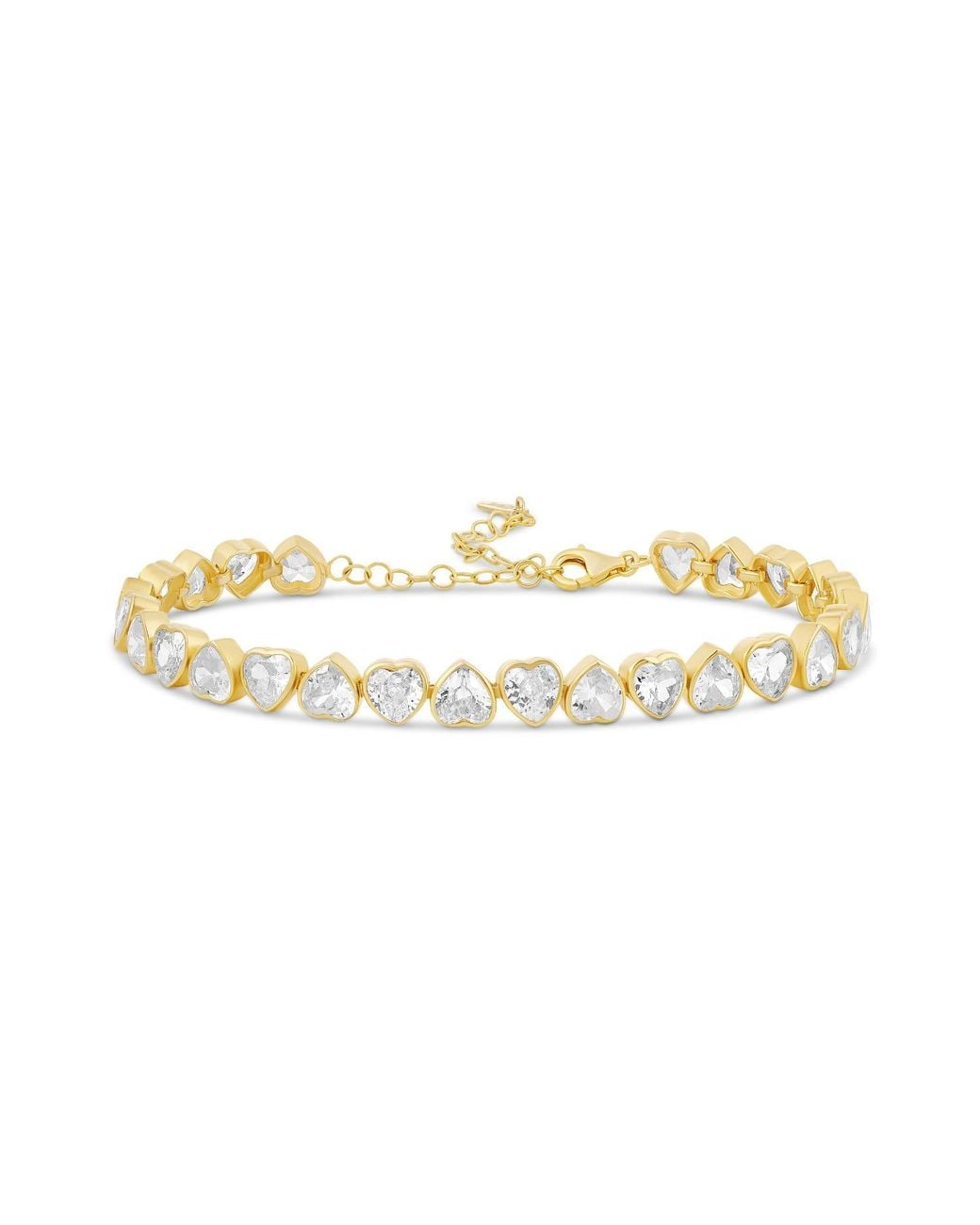 SHYMI Metallic Alternating Bezel-Set Heart Tennis Bracelet