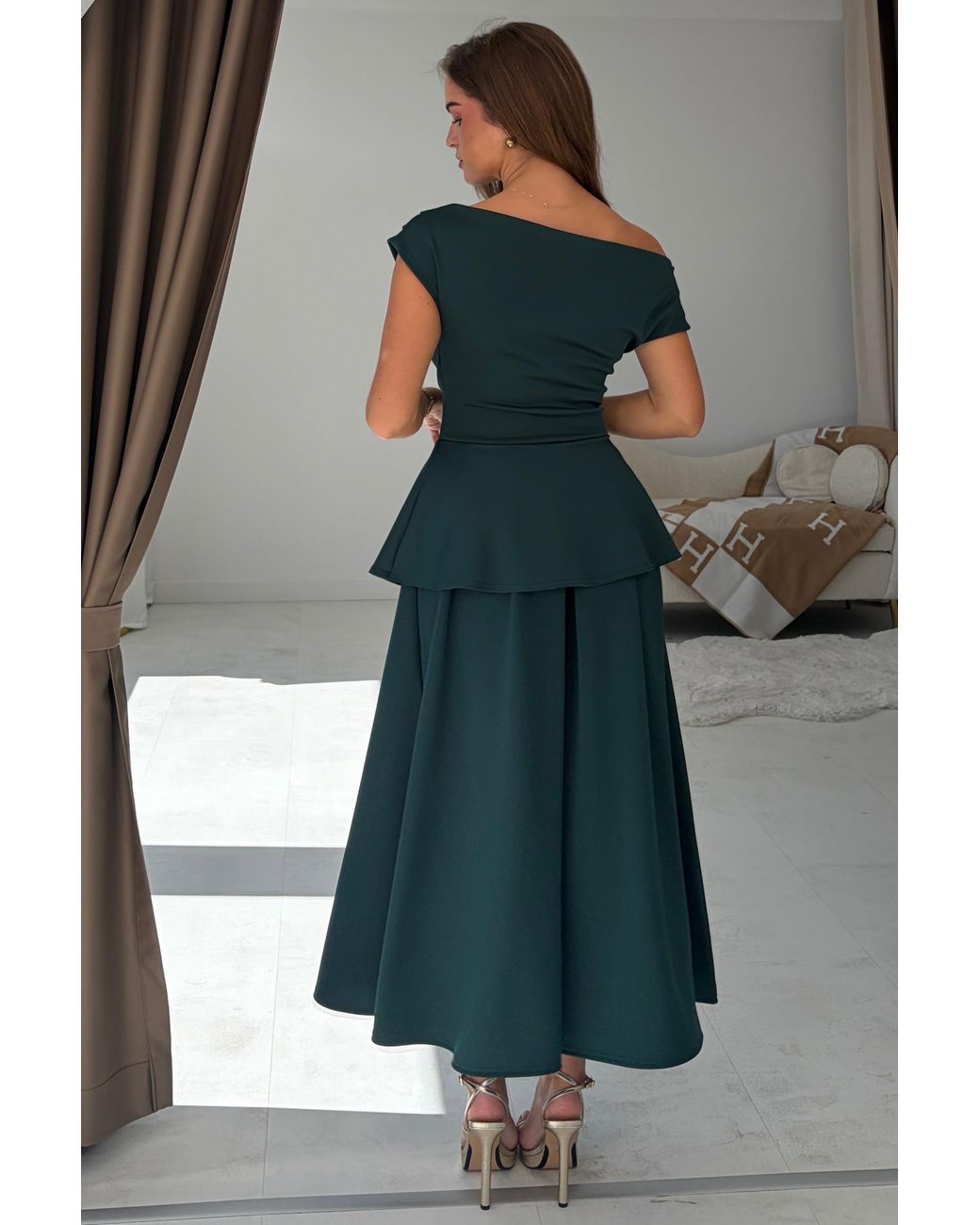 Girl In Mind Blue Connie Peplum Midi Dress
