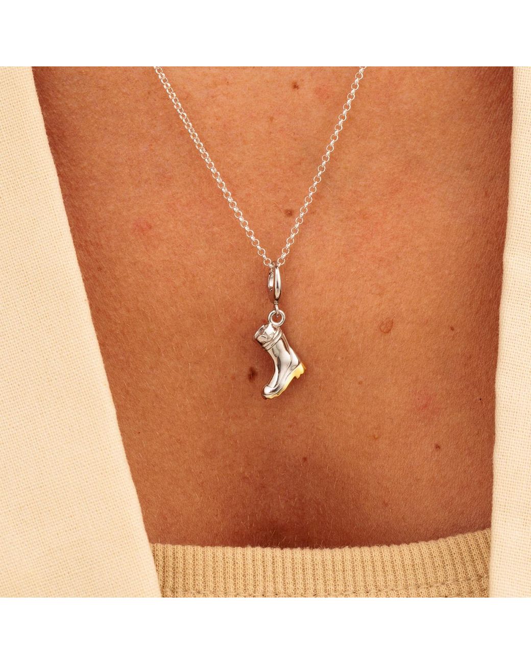 Lily Charmed Metallic Sterling Wellington Boot Charm Necklace