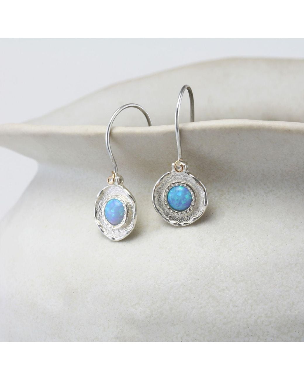 Isla Silver Blue Handmade Fire Opal Drop Earrings