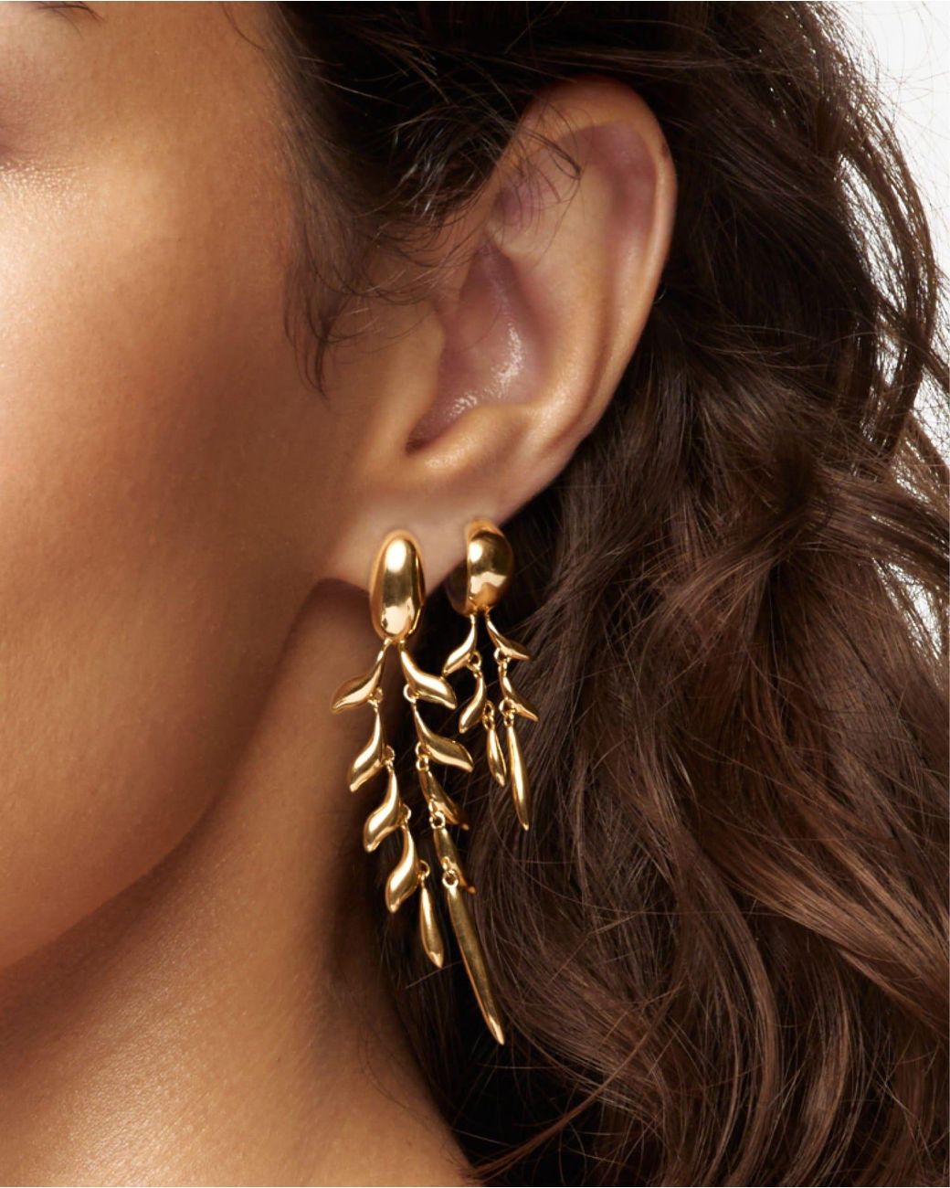 Stone Fruit White Fishbone Earrings