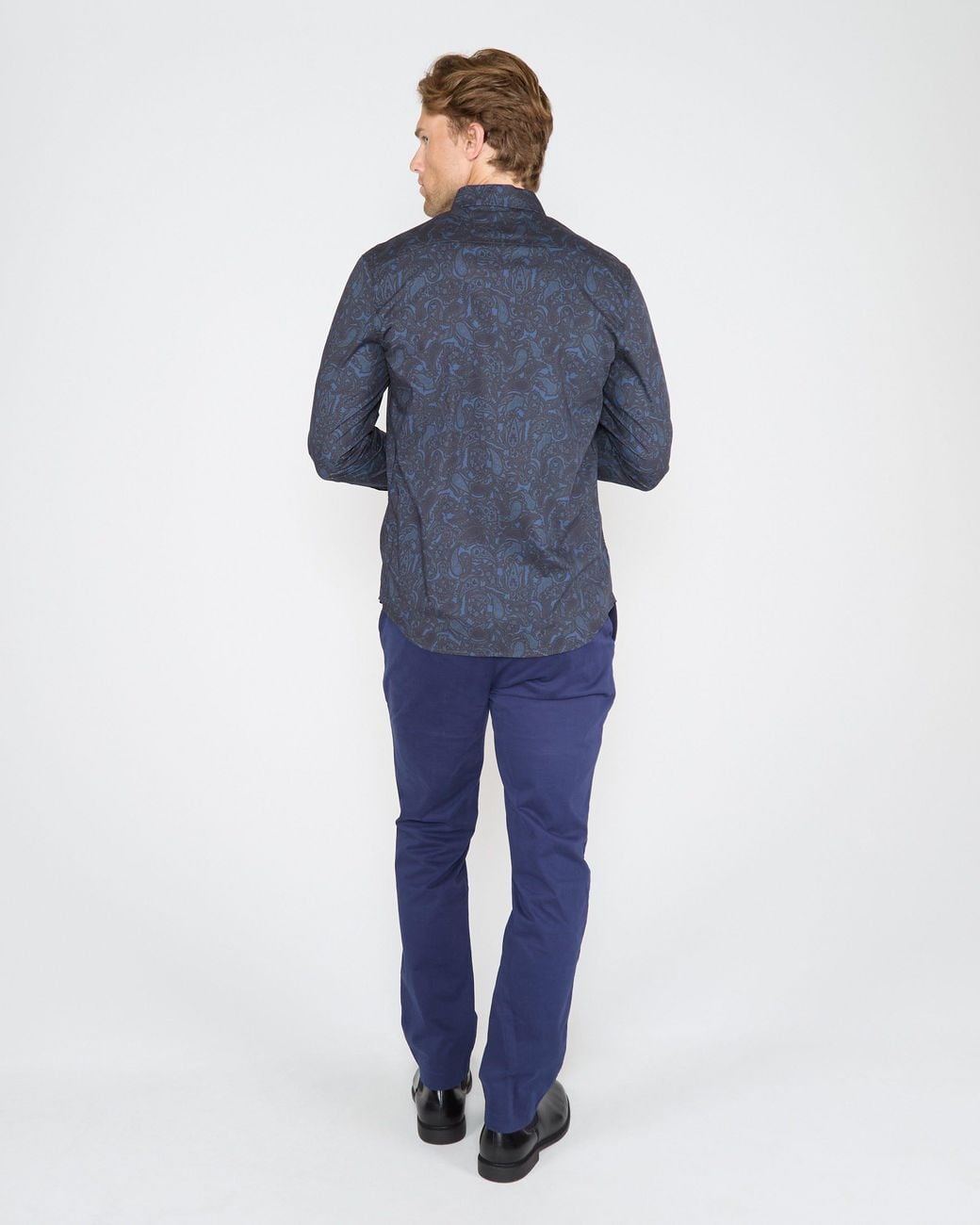 Lords of Harlech Blue Morris Madrid Paisley Shirt for men