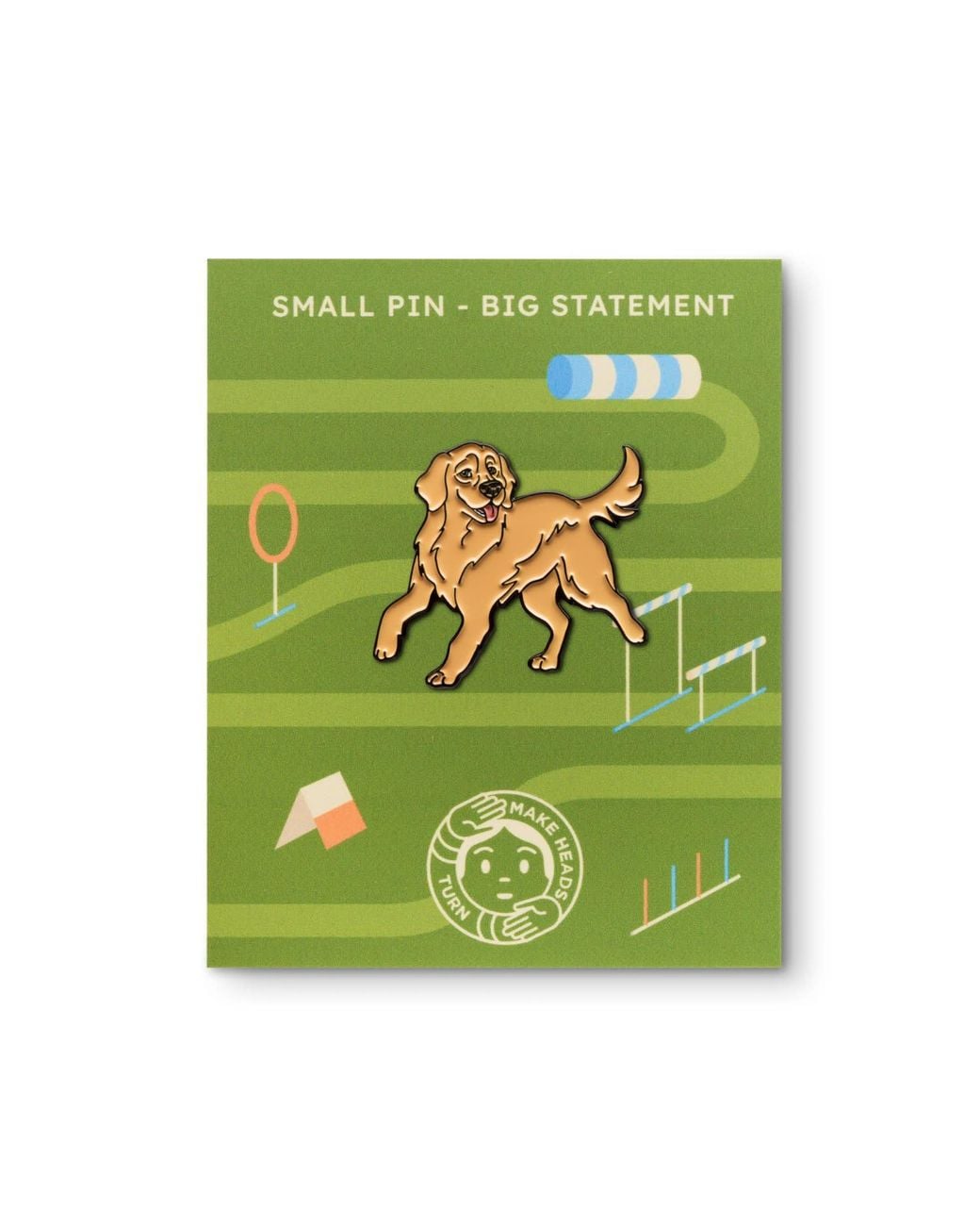 Make Heads Turn Metallic Enamel Pin Golden Retriever Dog