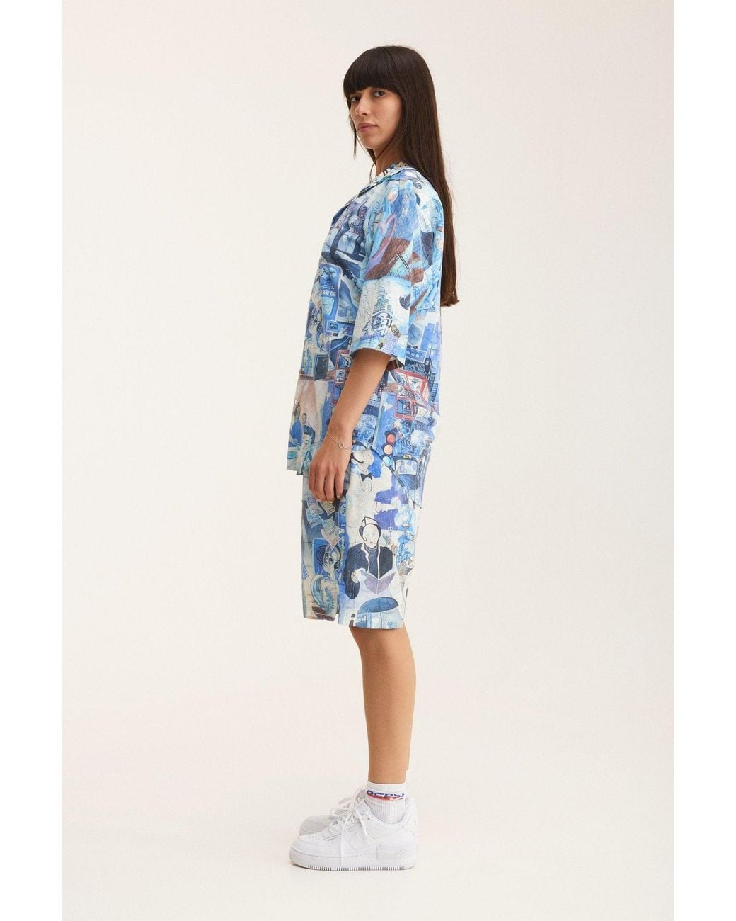 mysimplicated Blue Short Sleeve Shirt And Bermuda Set
